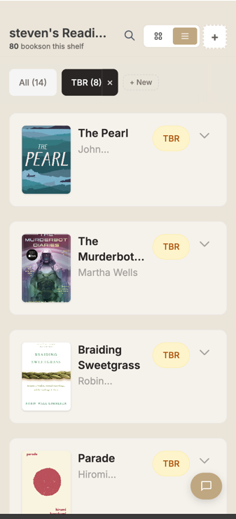 Your reading list with book covers and titles